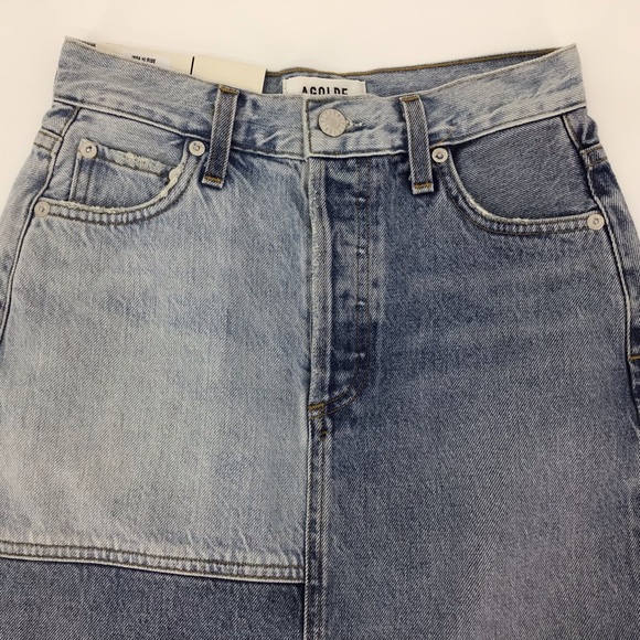 Agolde NWT Issa High Rise Long Slit Patchwork Denim Skirt, 23 - Picture 2 of 15